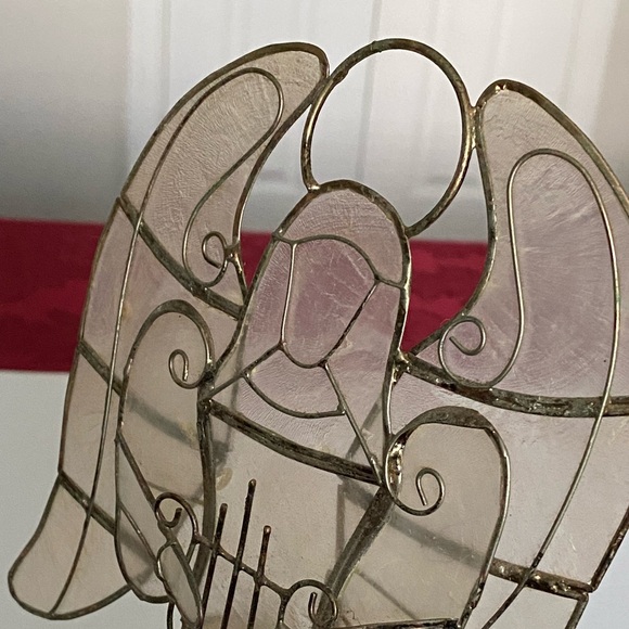 Vintage Capiz Shell Gold Christmas Angel Tree Stand Home Decor Large 11.5” - Picture 12 of 14